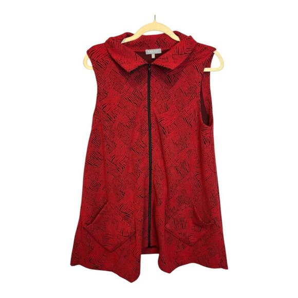 Habitat Clothes to Live In Vest Women's Size Small cardigan Black Red Zip - Picture 1 of 3